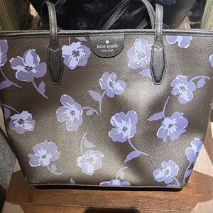 kate spade Black Tote with Lavender Floral Print